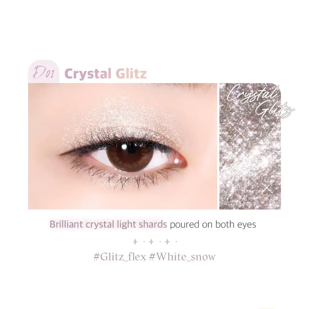 BLACK ROUGE Drop Eyes Stick Glitz Fard de pleoape tip creion D01 Crystal Glitz - Stralucire Holografica si Rezistenta la Apa, 1.4g