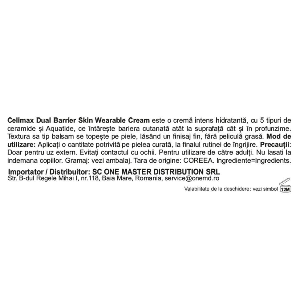 CELIMAX Dual Barrier Crema de fata intens hidratanta pentru pielea uscata si sensibila- Ceramide si Acid Hialuronic, 50 ml
