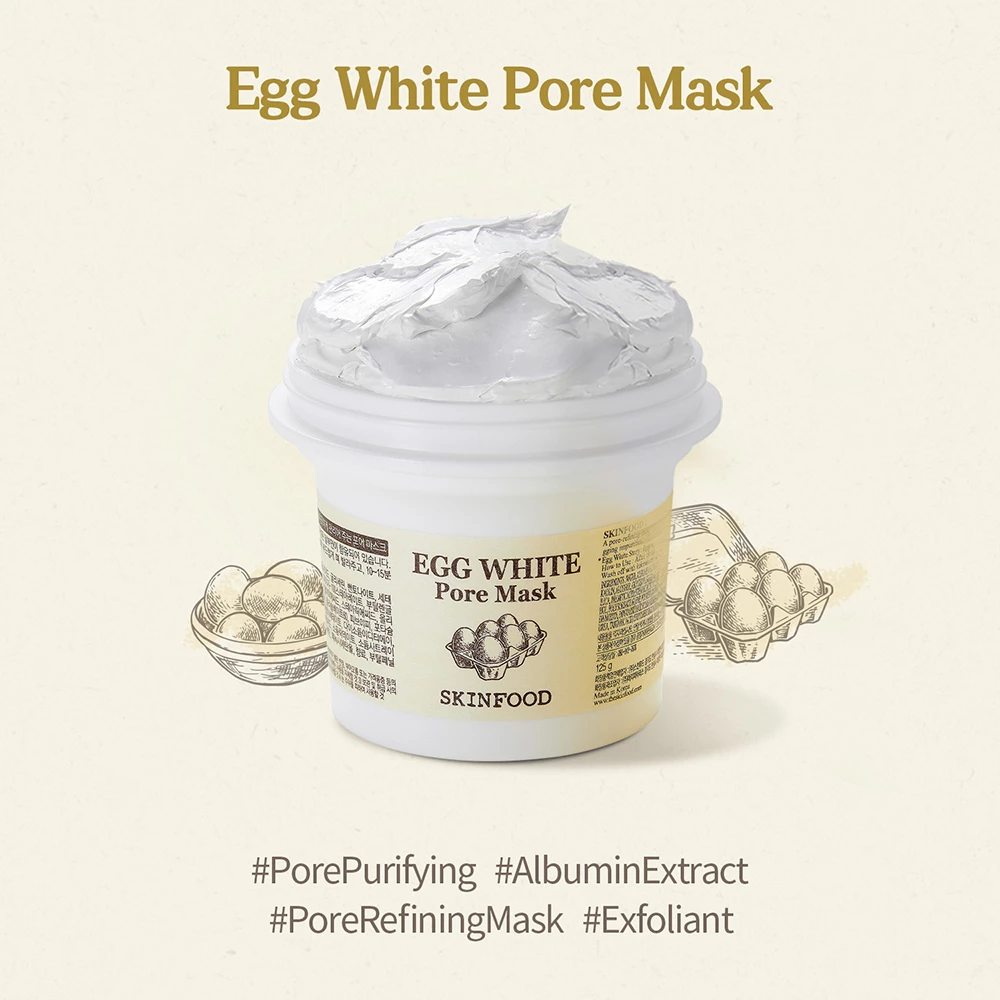 SKINFOOD Egg White Masca pentru minimizarea porilor - Curatare profunda si hidratare intensa, 120 ml