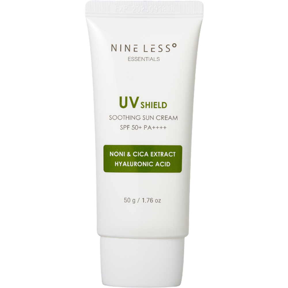 Nine Less Essentials UV Shield Soothing Sun – Cremă de Față cu Protecție Solară SPF 50+ PA++++, 50 g | K-beauty