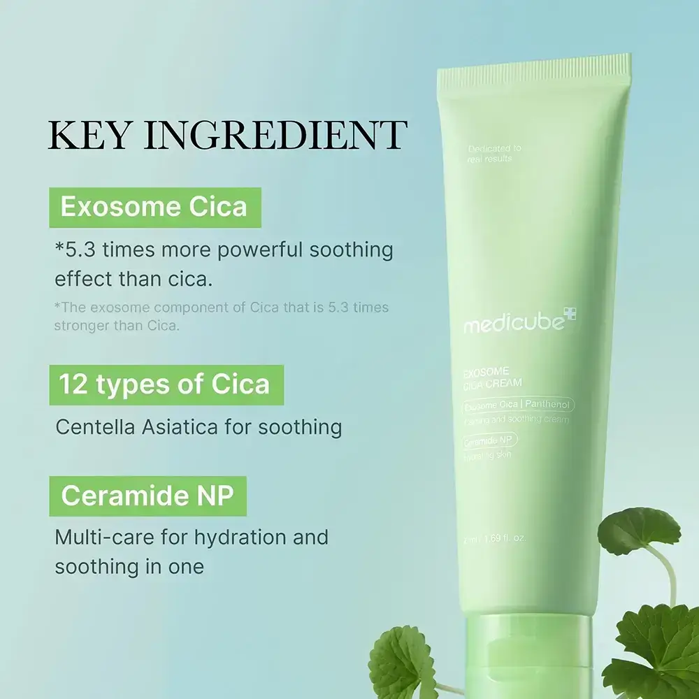 MEDICUBE Exosome Cica Crema de fata reparatoare Calmanta - Hidratare si Regenerare Intensiva pentru Ten Sensibil, 50 ml