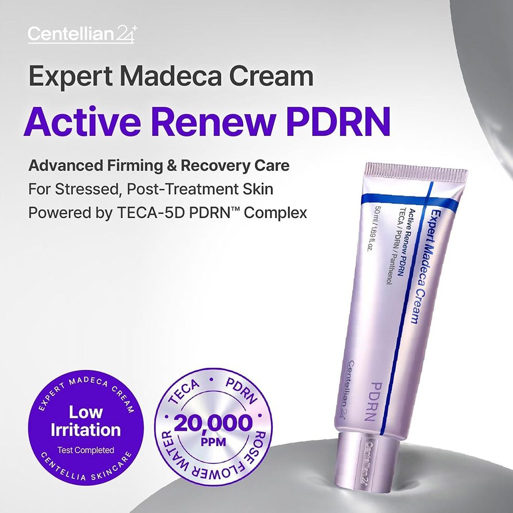 CENTELLIAN24 Expert Madeca Cream Active Renew PDRN, 50 ml - Crema pentru fermitate, hidratare si sustinerea refacerii pielii, formulata cu TECA si PDRN, care contribuie la calmarea pielii si la mentinerea hidratarii