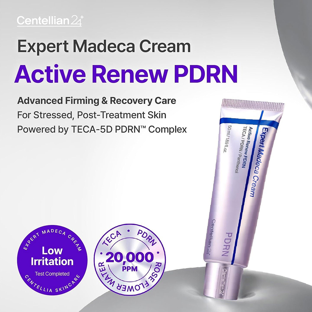 CENTELLIAN24 Expert Madeca Cream Active Renew PDRN, 50 ml - Crema pentru fermitate, hidratare si sustinerea refacerii pielii, formulata cu TECA si PDRN, care contribuie la calmarea pielii si la mentinerea hidratarii