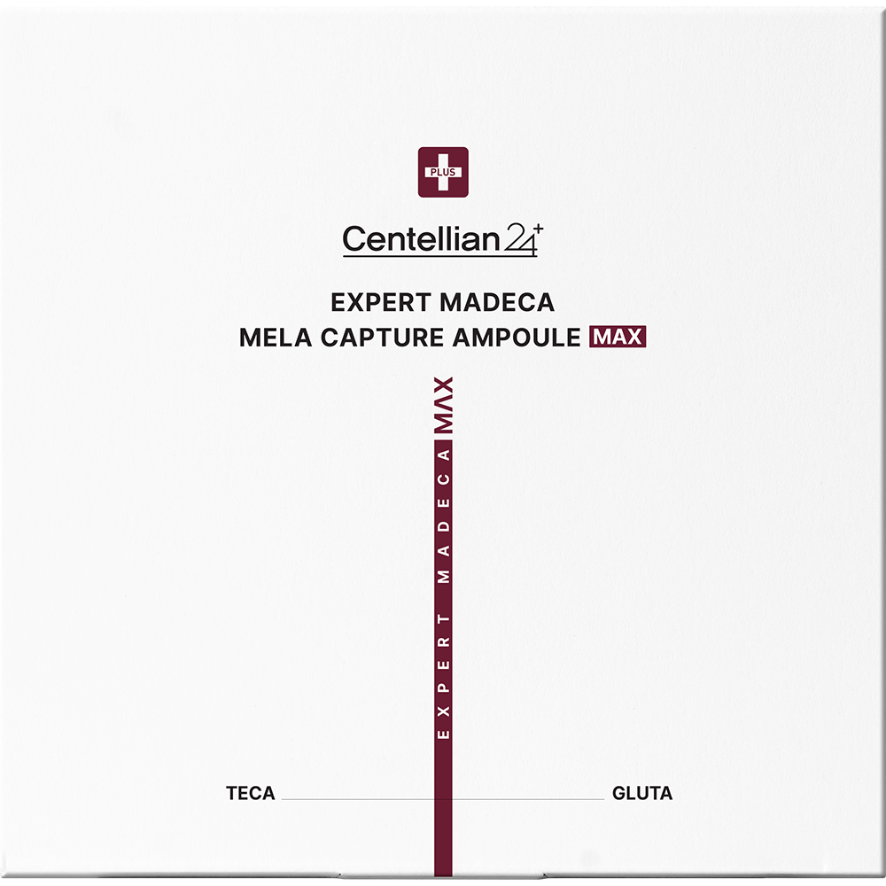 CENTELLIAN24 Expert Madeca Mela Capture Ampoule Max - ser de fata formulat cu MadeWhite Max si niacinamida, care contribuie la corectarea nuantei neuniforme a pielii si la reducerea petelor pigmentare - 3 x 15 ml