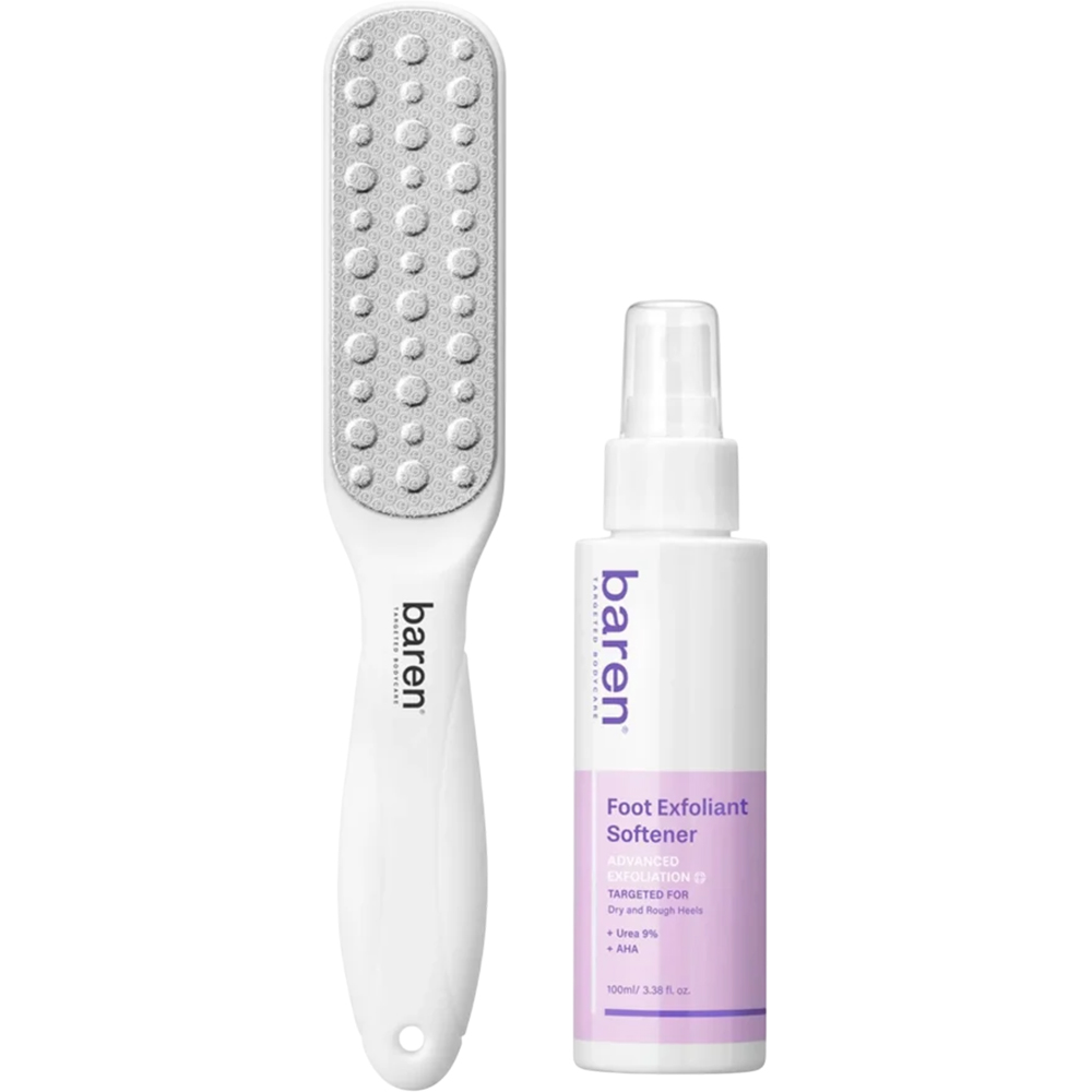 BAREN Foot Exfoliant Softener At Home Kit - set pentru ingrijirea calcaielor formulat cu uree si AHA, care contribuie la indepartarea pielii ingrosate si la mentinerea aspectului neted al pielii