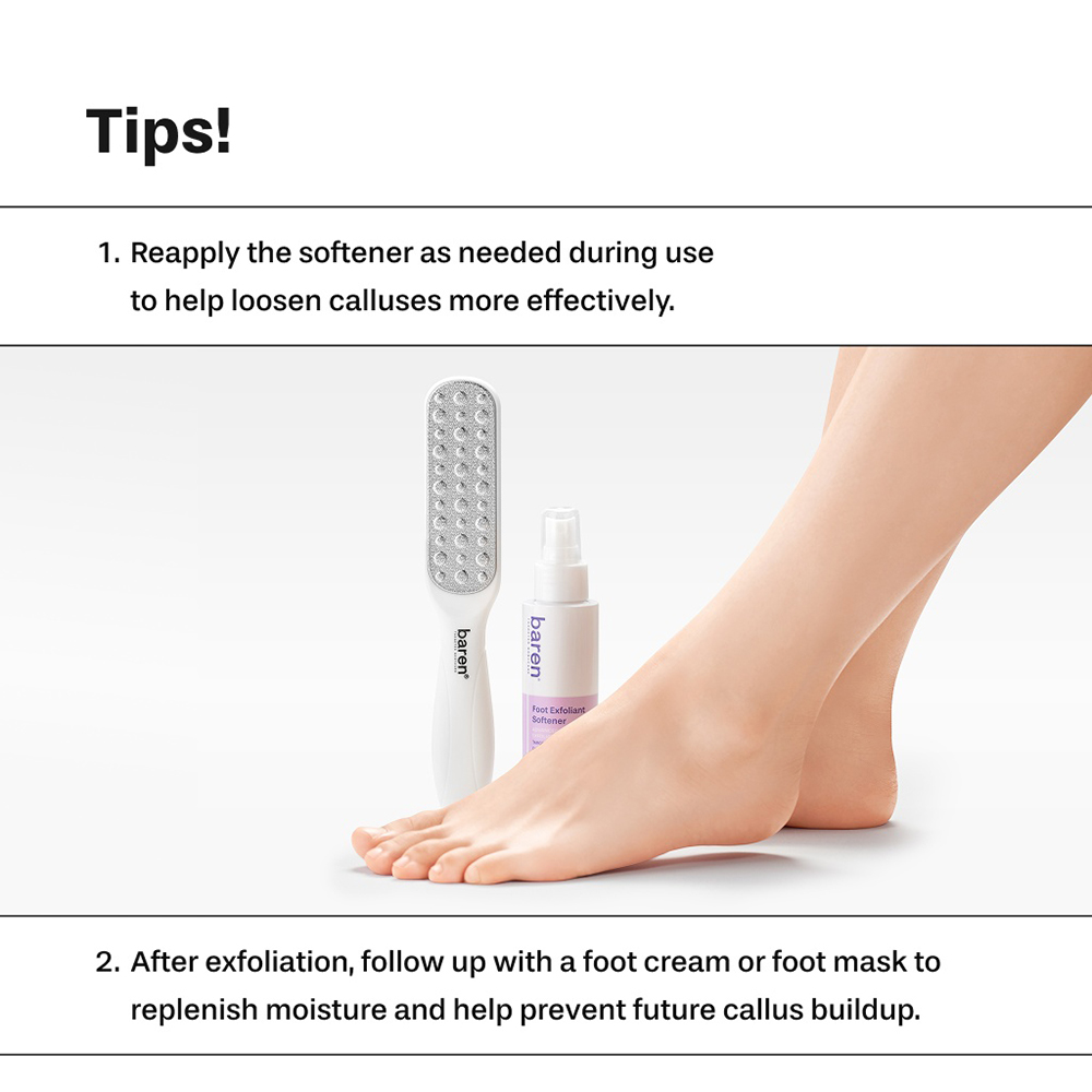 BAREN Foot Exfoliant Softener At Home Kit - set pentru ingrijirea calcaielor formulat cu uree si AHA, care contribuie la indepartarea pielii ingrosate si la mentinerea aspectului neted al pielii