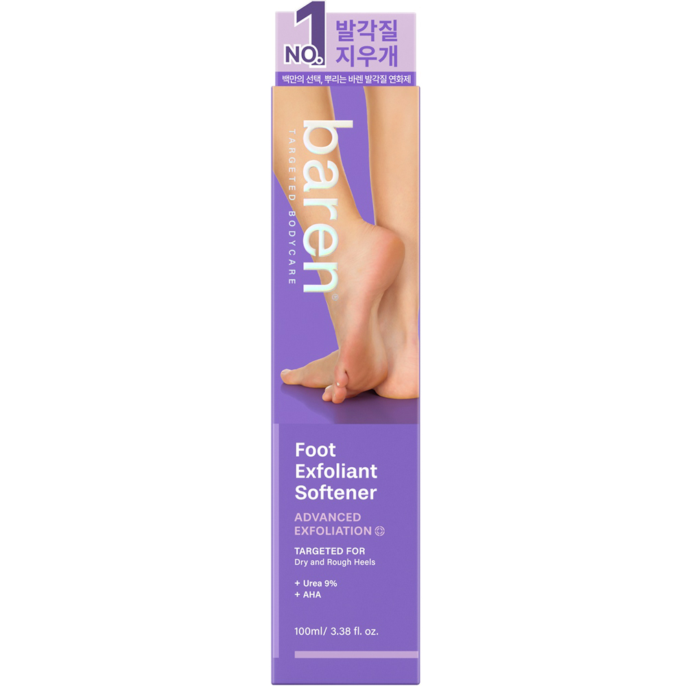 BAREN Foot Exfoliant Softener, , 100 ml - exfoliant de picioare formulat cu uree si acizi AHA, care contribuie la indepartarea calusurilor si a pielii ingrosate in cateva minute si la metinerea hidratarii pentru zonele uscate, aspre sau predispuse la ingrosare