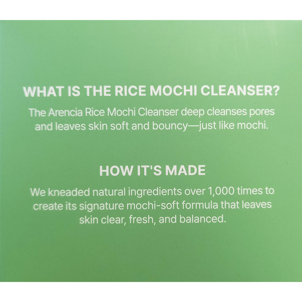 ARENCIA Fresh Green Rice Mochi Cleanser, 120 gr - balsam de curatare formulat cu pudra de orez si extract de ceai verde, care contribuie la curatarea porilor si la indepartarea excesului de sebum