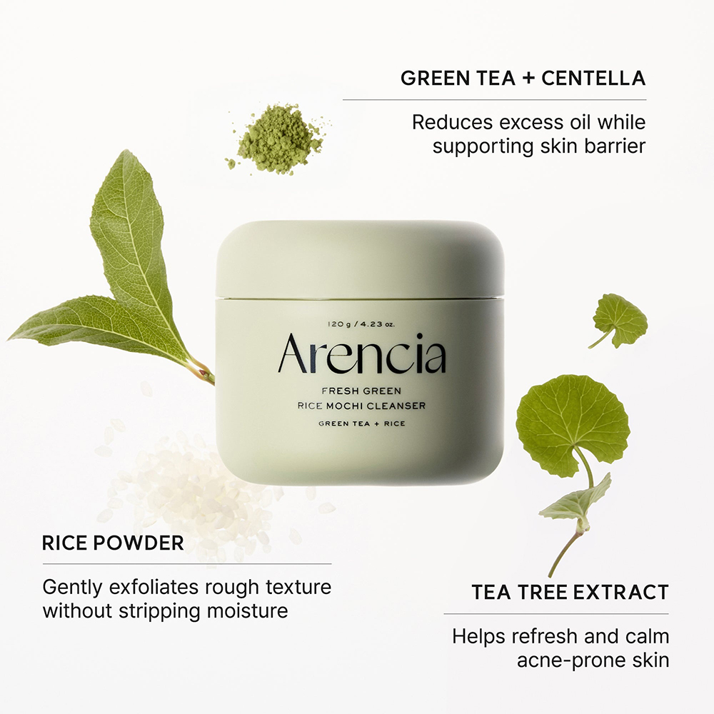 ARENCIA Fresh Green Rice Mochi Cleanser, 120 gr - balsam de curatare formulat cu pudra de orez si extract de ceai verde, care contribuie la curatarea porilor si la indepartarea excesului de sebum