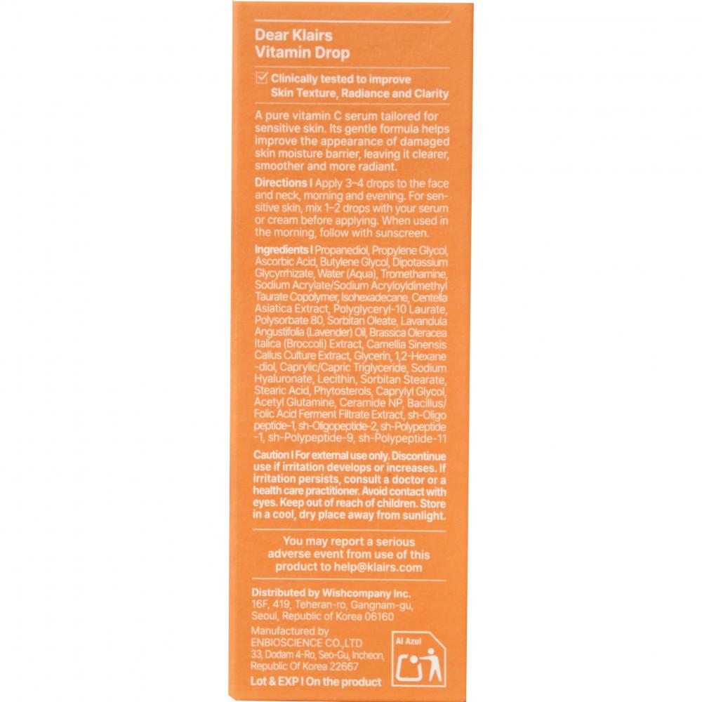 Dear Klairs Vita C Vitamin Drop Ser Facial Revitalizant cu Vitamina C – Luminozitate si Protectie Antioxidanta, 35 ml