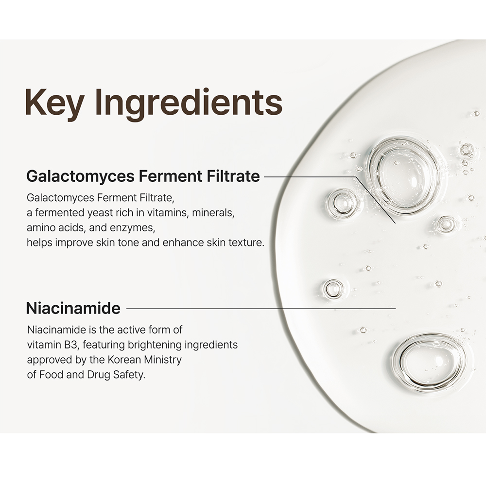 PURITO Galacto Niacin 97 Power Essence - ser de fata formulat cu filtrat fermentat de Galactomyces si niacinamida, care contribuie la hidratarea pielii si la imbunatatirea tonusului neuniform - 60 ml