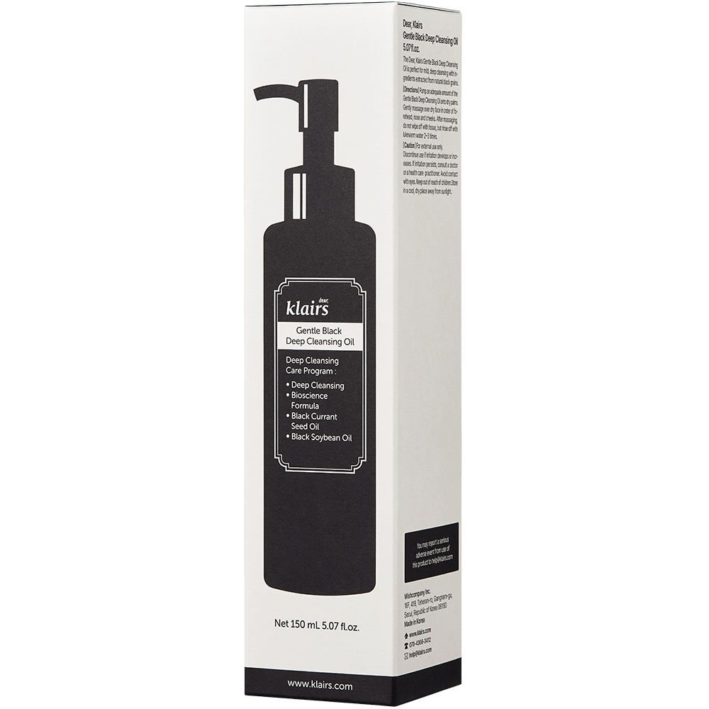 Dear Klairs Gentle Black Ulei de Curatare pentru Ten Gentle Black - Curatare Profunda si Calmanta pentru Sebum si Machiaj, 150 ml