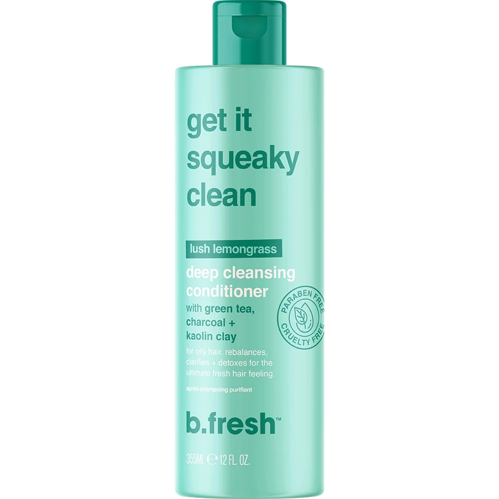 B.fresh Get It Squeaky Clean Balsam Revigorant pentru Par Gras Ceai Verde si Carbune - Detoxifiere si Prospetime, 355 ml