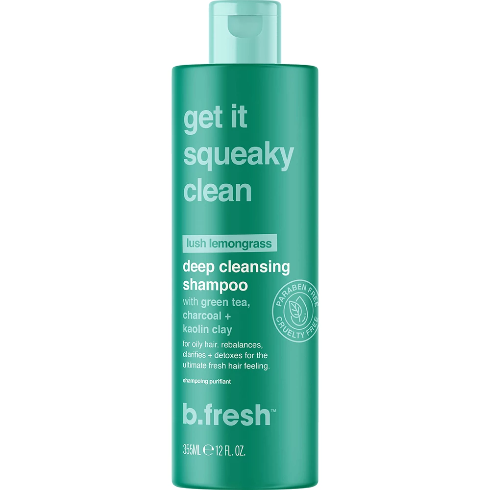 B.fresh Get It Squeaky Clean Sampon Purificator cu Carbune Activ - Curatare Intensa si Detoxifiere pentru Par Gras, 355 ml
