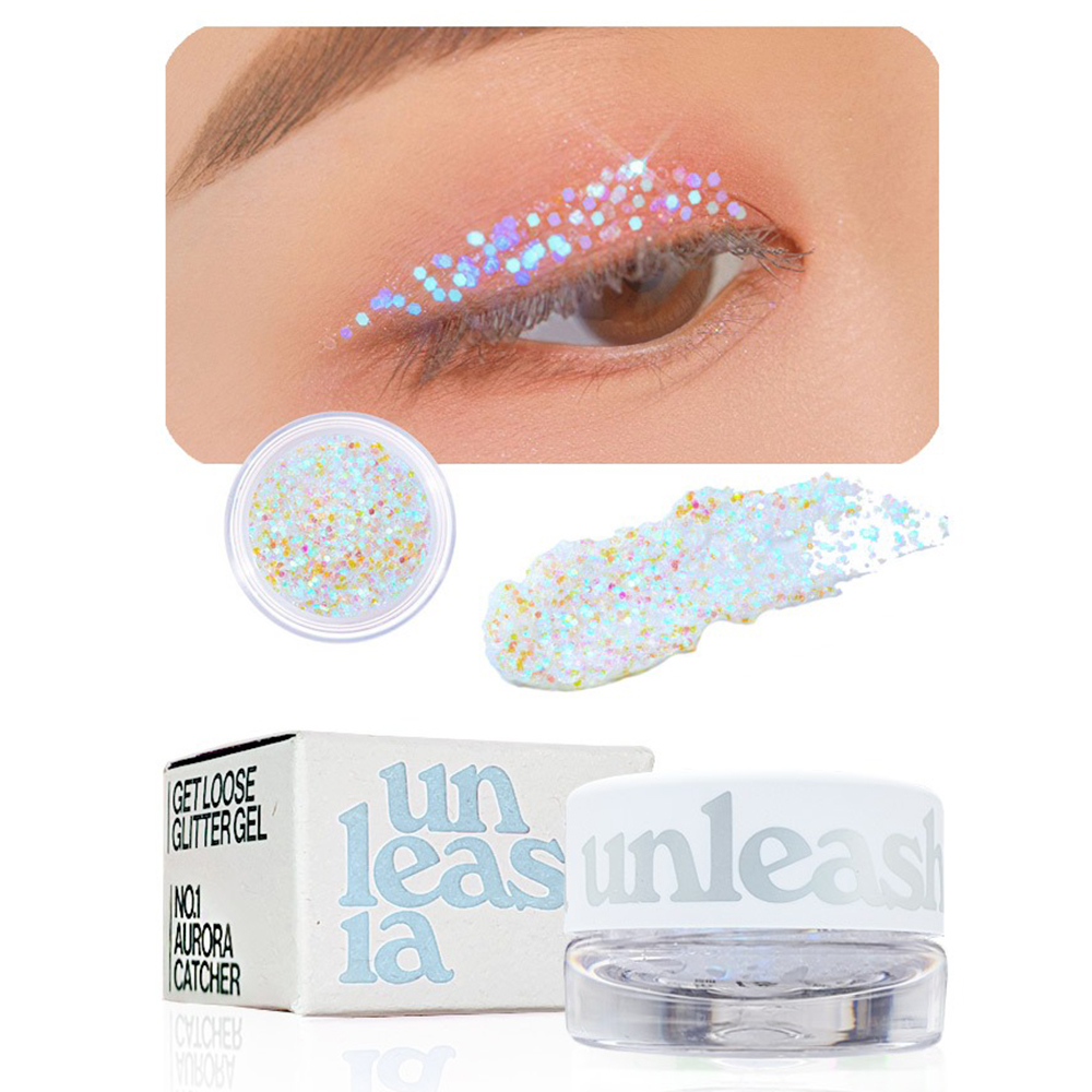 UNLEASHIA Get Loose Glitter Gel Mini Fard de pleoape No.1 Aurora Catcher - stralucire si rezistenta, 4 gr