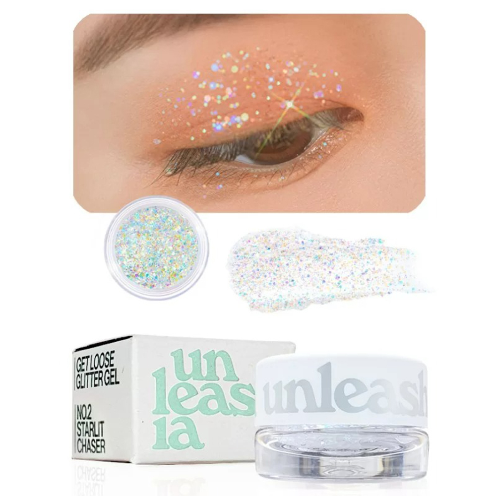 UNLEASHIA Get Loose Glitter Gel Mini Fard de pleoape No. 2 Starlit Chaser - stralucire si rezistenta, 4 gr
