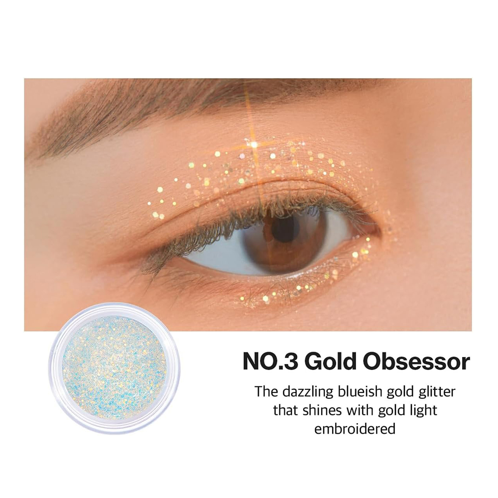 UNLEASHIA Get Loose Glitter Gel Mini fard de pleoape No.3 Gold Obsessor - stralucire si rezistenta, 4 gr