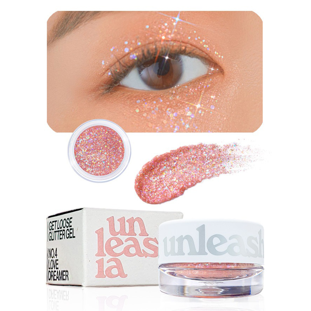 UNLEASHIA Get Loose Glitter Gel Mini Fard de pleoape No.4 Love Dreamer - stralucire si rezistenta, 4 gr