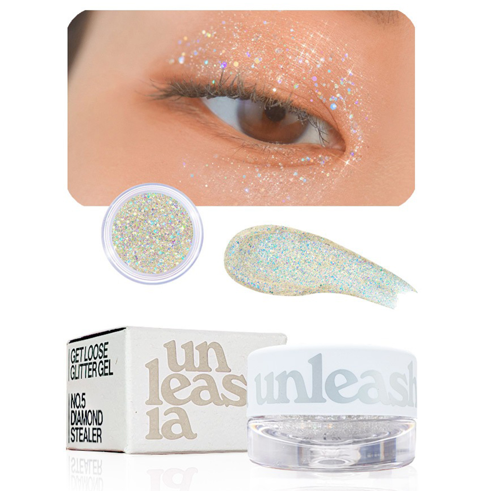 UNLEASHIA Get Loose Glitter Gel Mini fard de pleoape No. 5 Diamond Stealer - stralucire si rezistenta, 4 gr