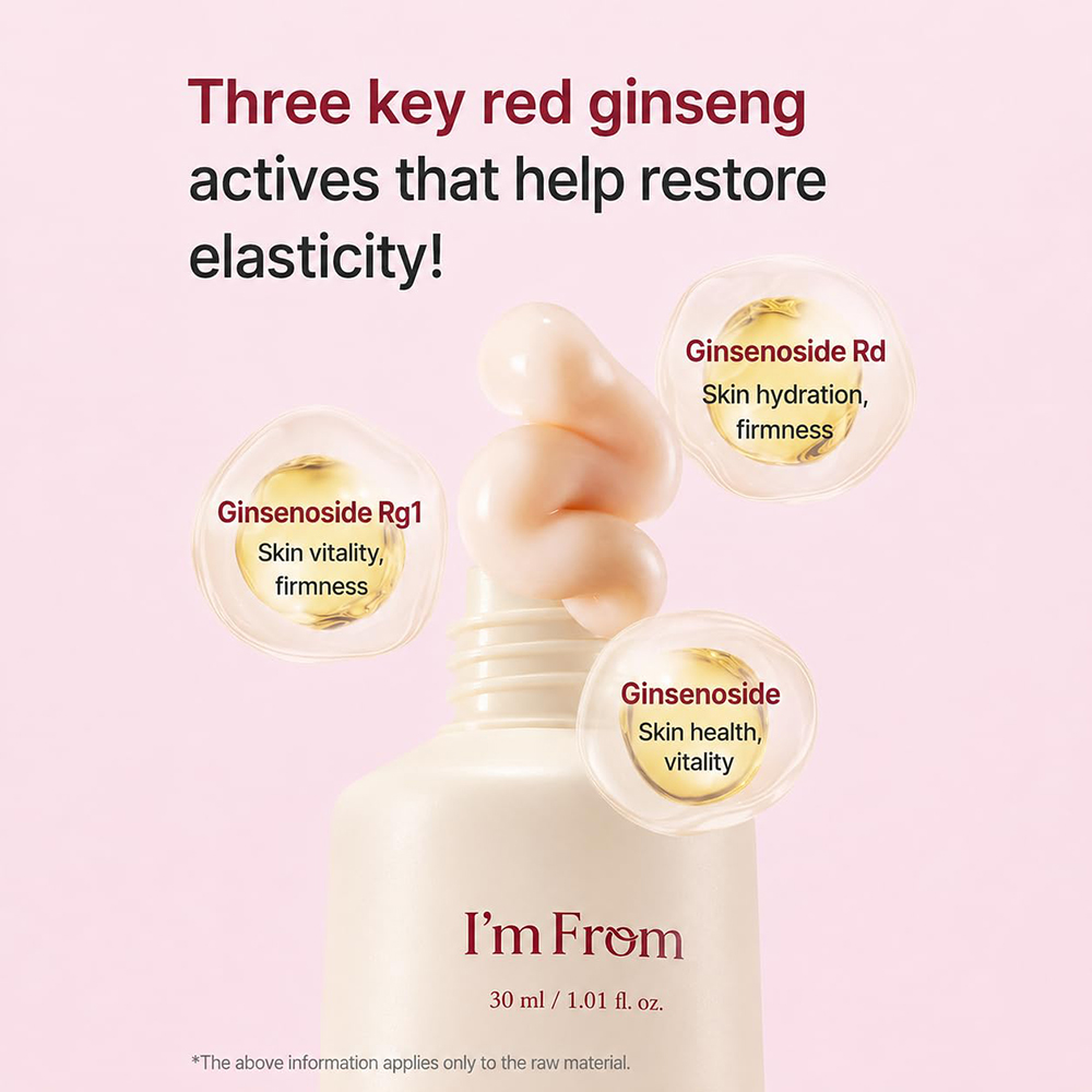 I'M FROM Ginseng Eye Cream 30 gr - Crema contur ochi formulata cu extract de ginseng rosu si niacinamida, care contribuie la hidratarea pielii din jurul ochilor si la metinerea aspectului ferm
