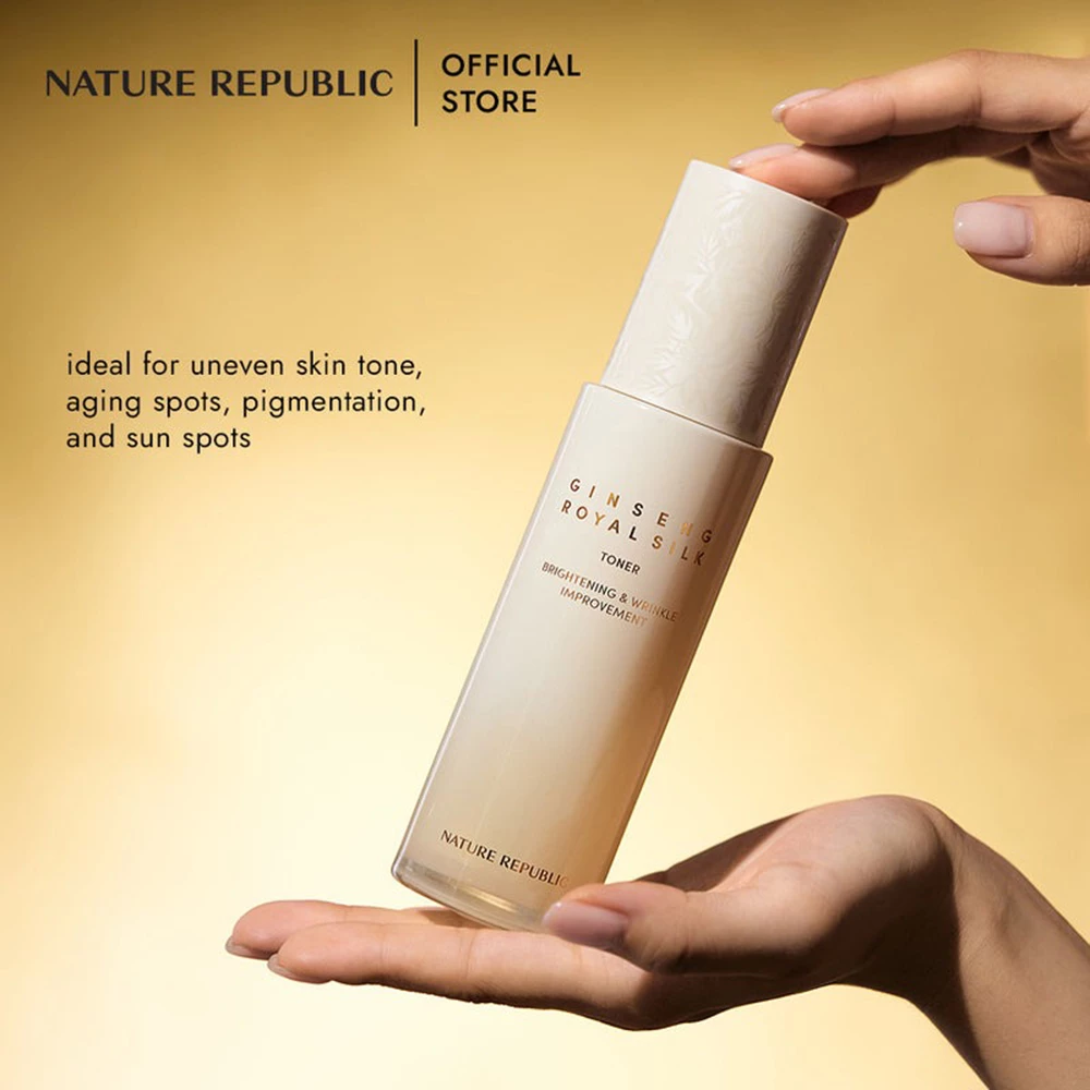NATURE REPUBLIC Ginseng Royal Silk Toner Toner hidratant pentru fata - hidratare intensa si efect antirid cu ginseng si aur, 130 ml