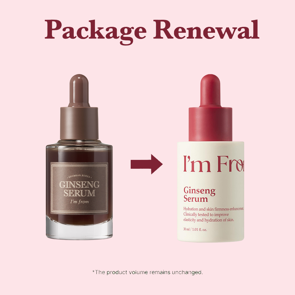 I'M FROM Ginseng Serum - ser de fata formulat cu extract de ginseng rosu si ulei de seminte de Panax ginseng, care contribuie la hidratarea pielii si la mentinerea confortului cutanat - 30 ml
