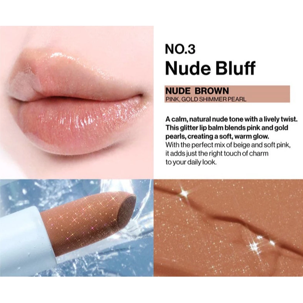 UNLEASHIA Glacier Vegan Balm Balsam de buze No.3 Nude Bluff - hidratare si luminozitate, 3.3 gr