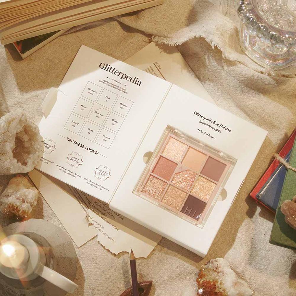 UNLEASHIA Glitterpedia Eye Palette fard de pleoape No. 2 All of Brown - luminozitate si rezistenta, 6.6 gr