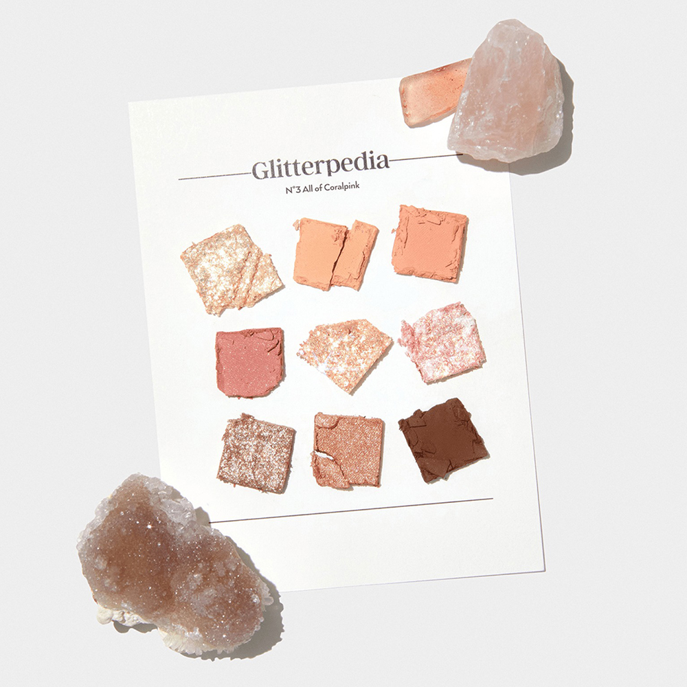 UNLEASHIA Glitterpedia Eye Palette Fard de pleoape No. 3 All of Coral Pink - luminozitate si prospetime, 6.6 gr