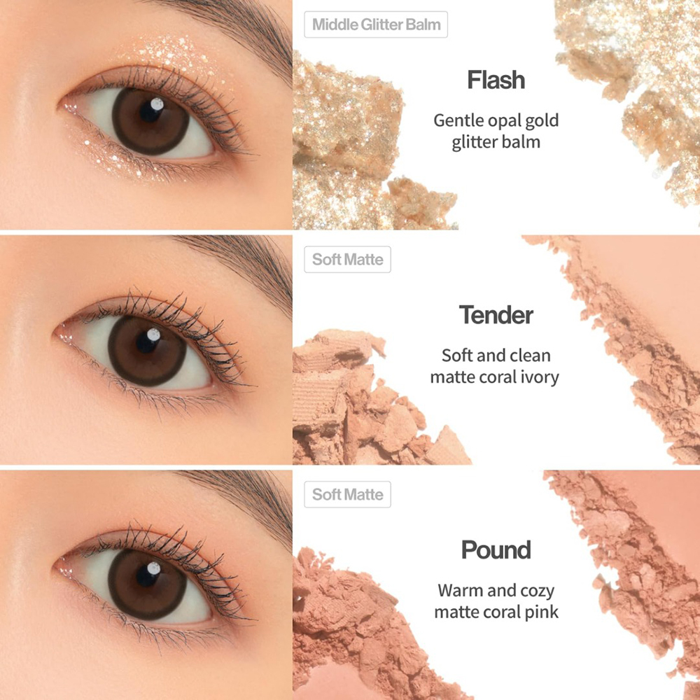 UNLEASHIA Glitterpedia Eye Palette Fard de pleoape No. 3 All of Coral Pink - luminozitate si prospetime, 6.6 gr