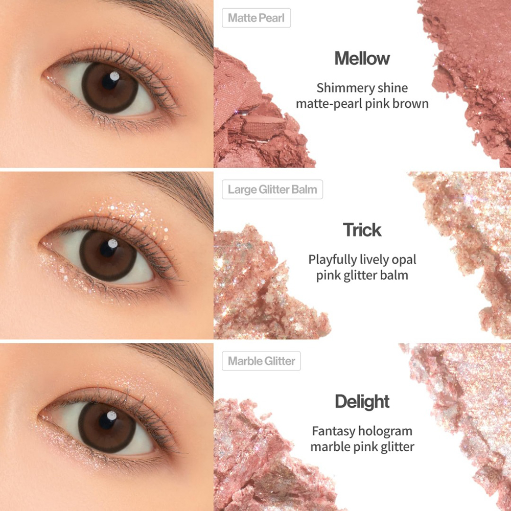 UNLEASHIA Glitterpedia Eye Palette Fard de pleoape No. 3 All of Coral Pink - luminozitate si prospetime, 6.6 gr
