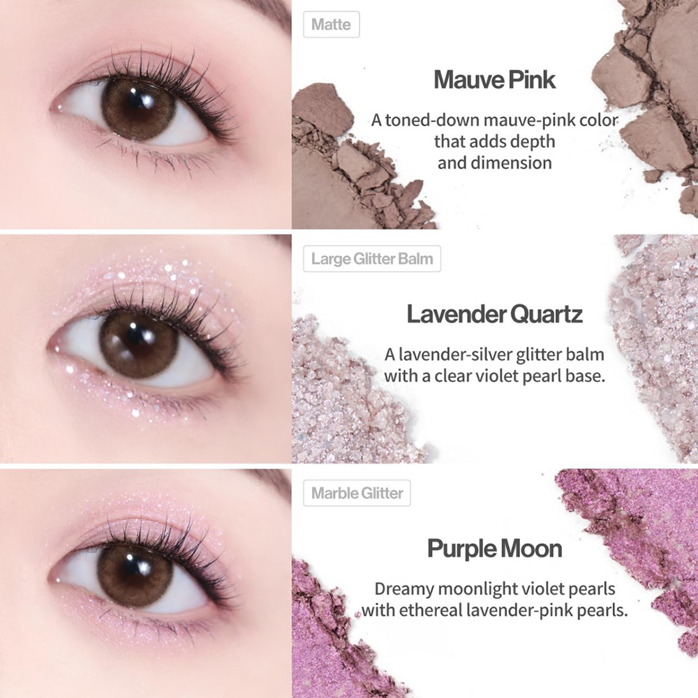 UNLEASHIA Glitterpedia Eye Palette fard de pleoape No. 4 All of Lavender Fog - rezistenta si luminozitate, 7.4 gr