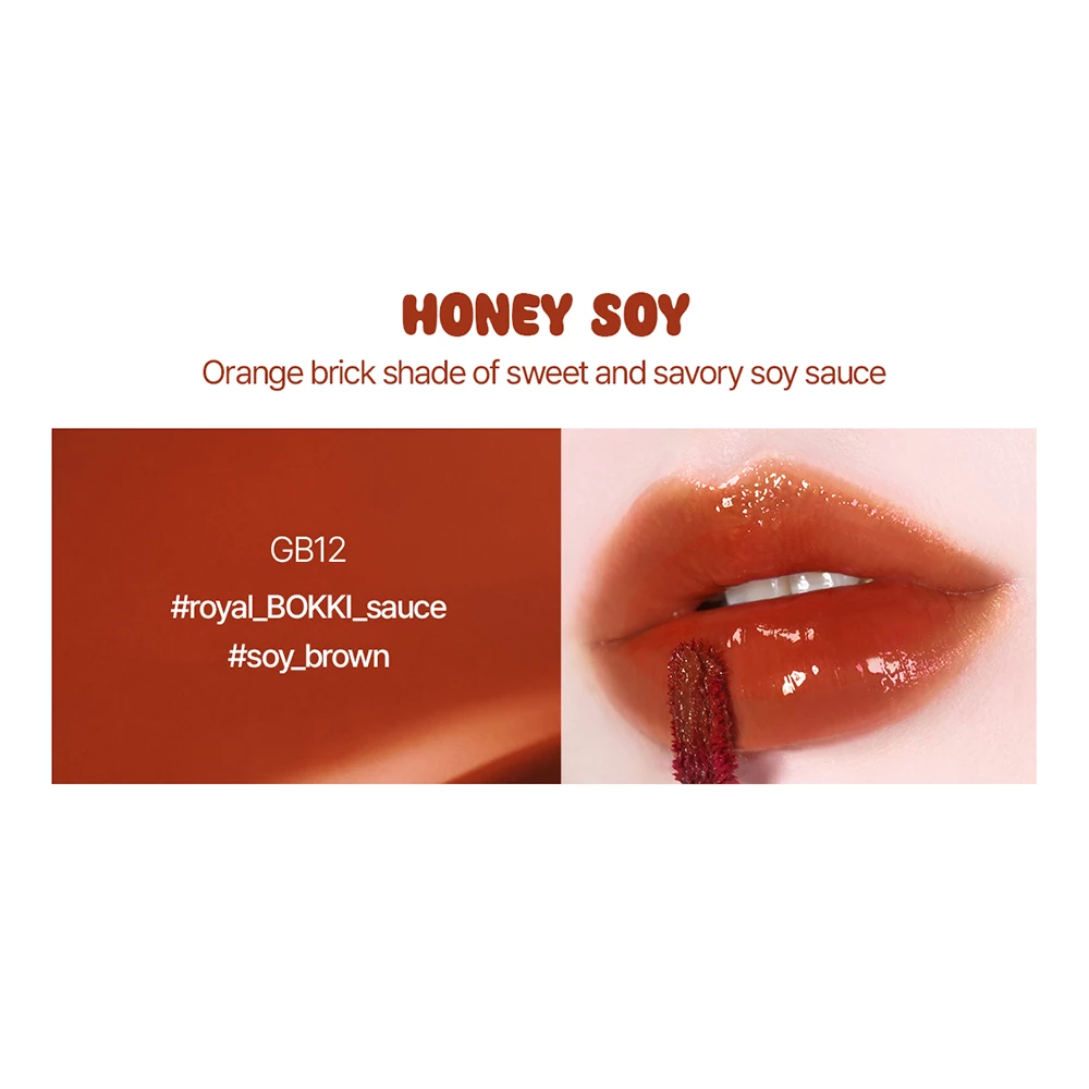 BLACK ROUGE Glow Bokki Tint Ruj Lichid GB12 Honey Soy - Luciu Intens si Hidratare de Lunga Durata, 4.5g