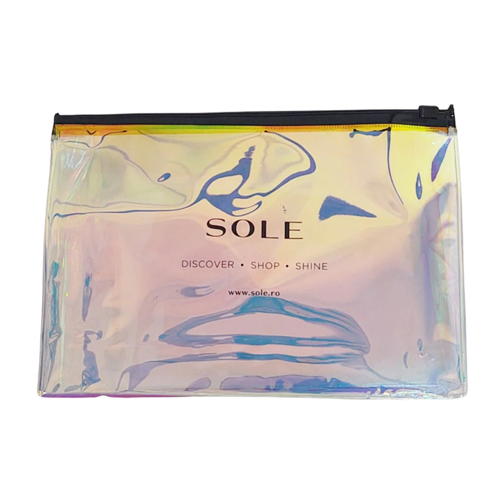 SOLE Glow Iridescent Travel Beauty Bag - Geanta Travel Impermeabila Editie Limitata - Compacta, Stylish, Usor de Curatat, 22,7 x 4,5 x 16 cm