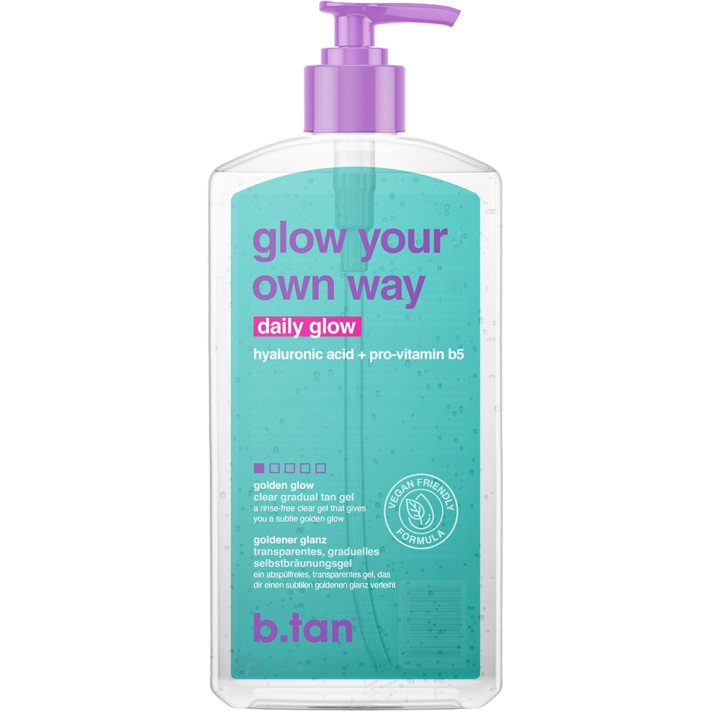 B.tan Glow your own way Daily Glow - gel autobronzant formulat cu acid hialuronic si provitamina B5, care contribuie la obtinerea unei pieli bronzate, cu aspect sanatos si hidratat in fiecare zi, fara soare si fara compromisuri - 591 ml