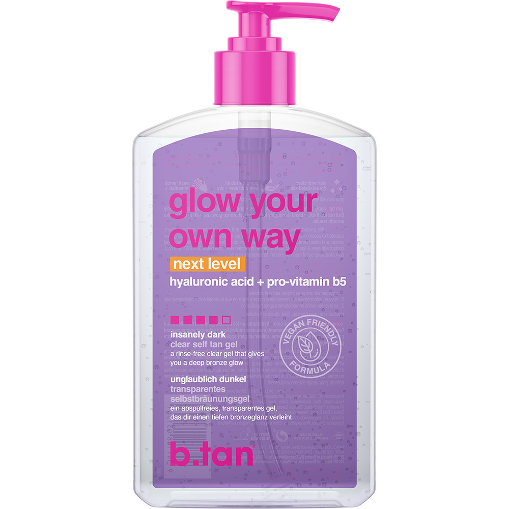 B.tan Glow Your Own Way Next Level Gel Autobronzant Intens - Bronzare Rapida cu Acid Hialuronic si Provitamina B5, 473 ml