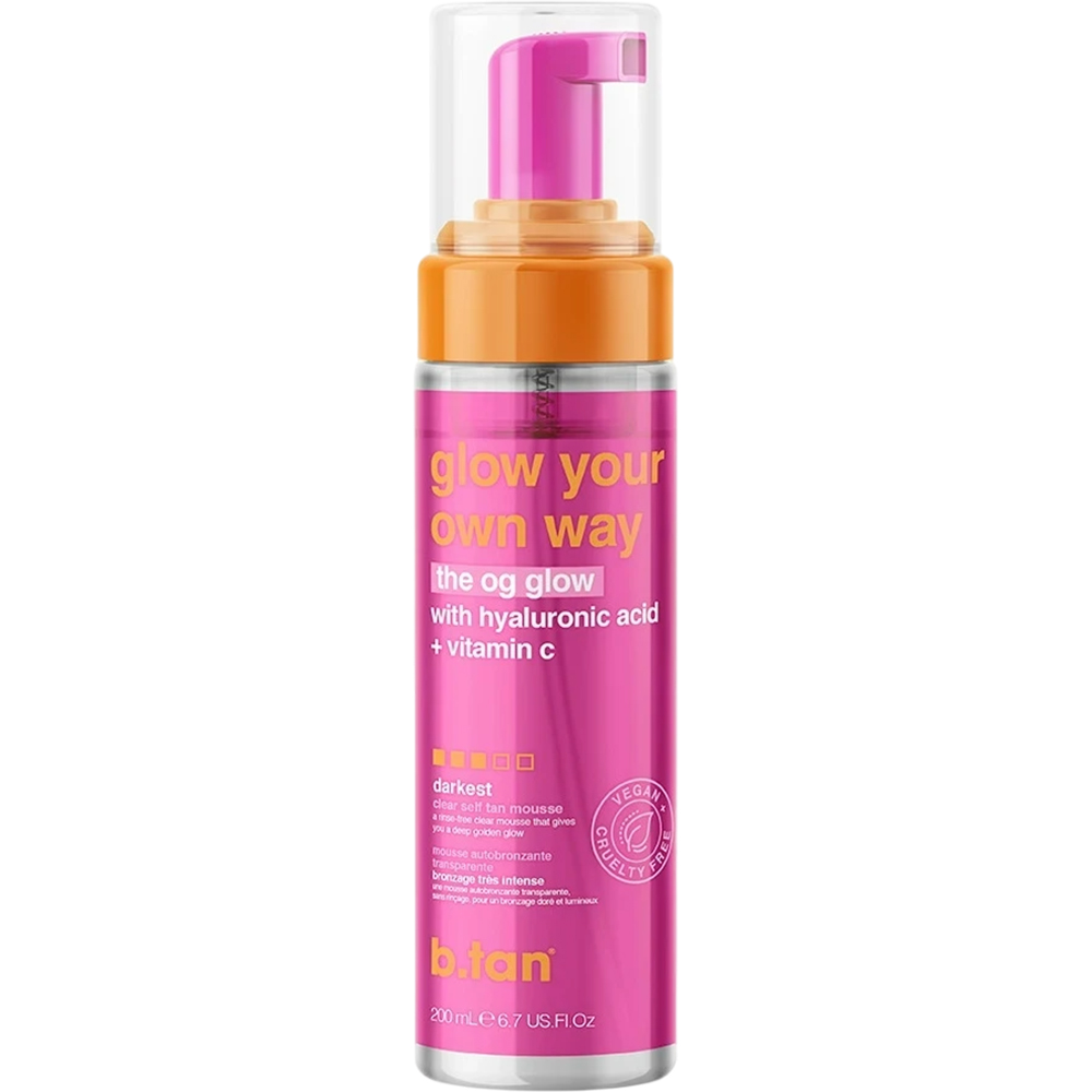 Spumă autobronzantă B.tan Glow Your Own Way - Bronz profund și hidratare intensă cu acid hialuronic și vitamina C - 200 ml