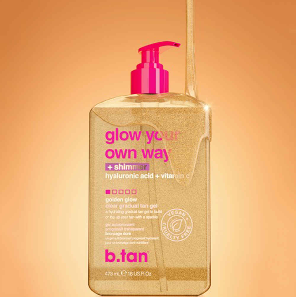 Gel autobronzant cu sclipici B.tan Glow Your Own Way - 473 ml