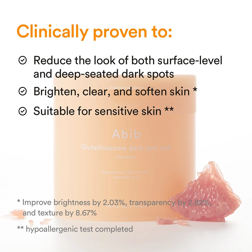 ABIB Glutathiosome Dark Spot Pad Vita Touch Toner de fata - luminozitate si hidratare, 60 buc