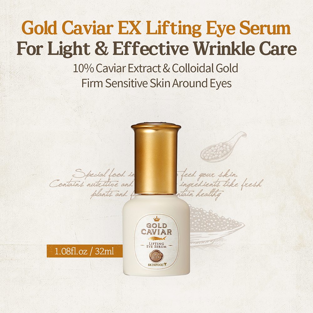 Ser de ochi Skinfood Gold Caviar EX - Lifting și anti-rid cu extract de caviar și aur, 32 ml