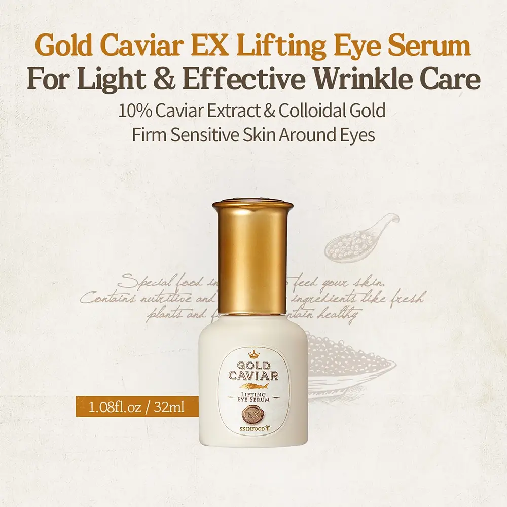 SKINFOOD Gold Caviar EX Ser pentru ochi - Fermitate si Hidratare cu Aur si Caviar, 32 ml