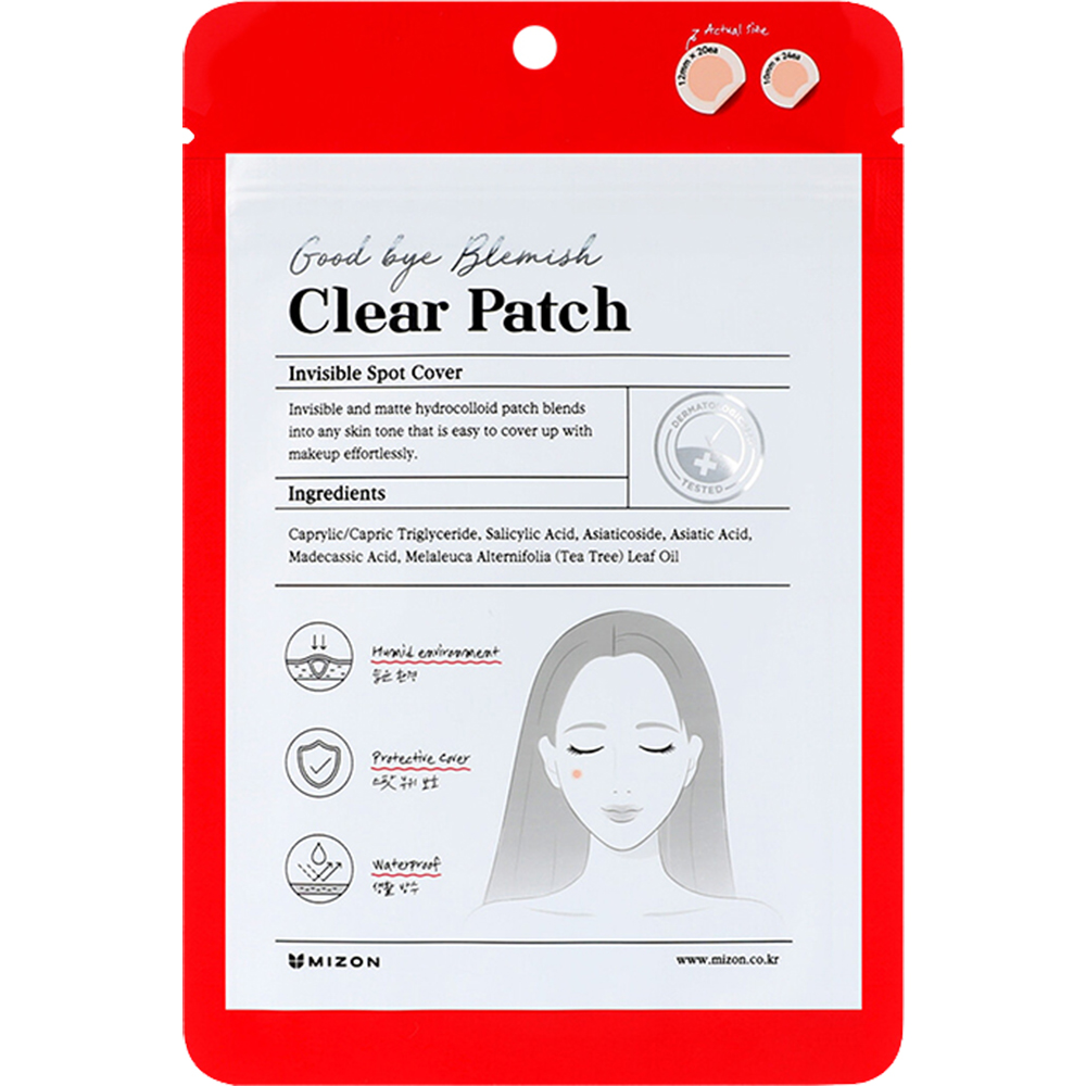 Mizon Good Bye Blemish Clear Patch – Plasturi hidrocoloidali transparenți pentru tratarea acneei, cu ACNOTIDE™, BHA și extract de arbore de ceai 44 buc