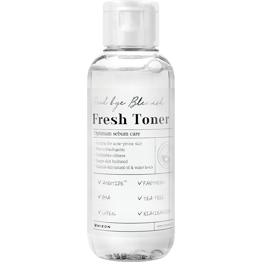 Mizon Good Bye Blemish Fresh Toner – Toner de față anti-acneic cu Acnotide™, BHA și extract de arbore de ceai pentru controlul sebumului și calmarea pielii 120 ml