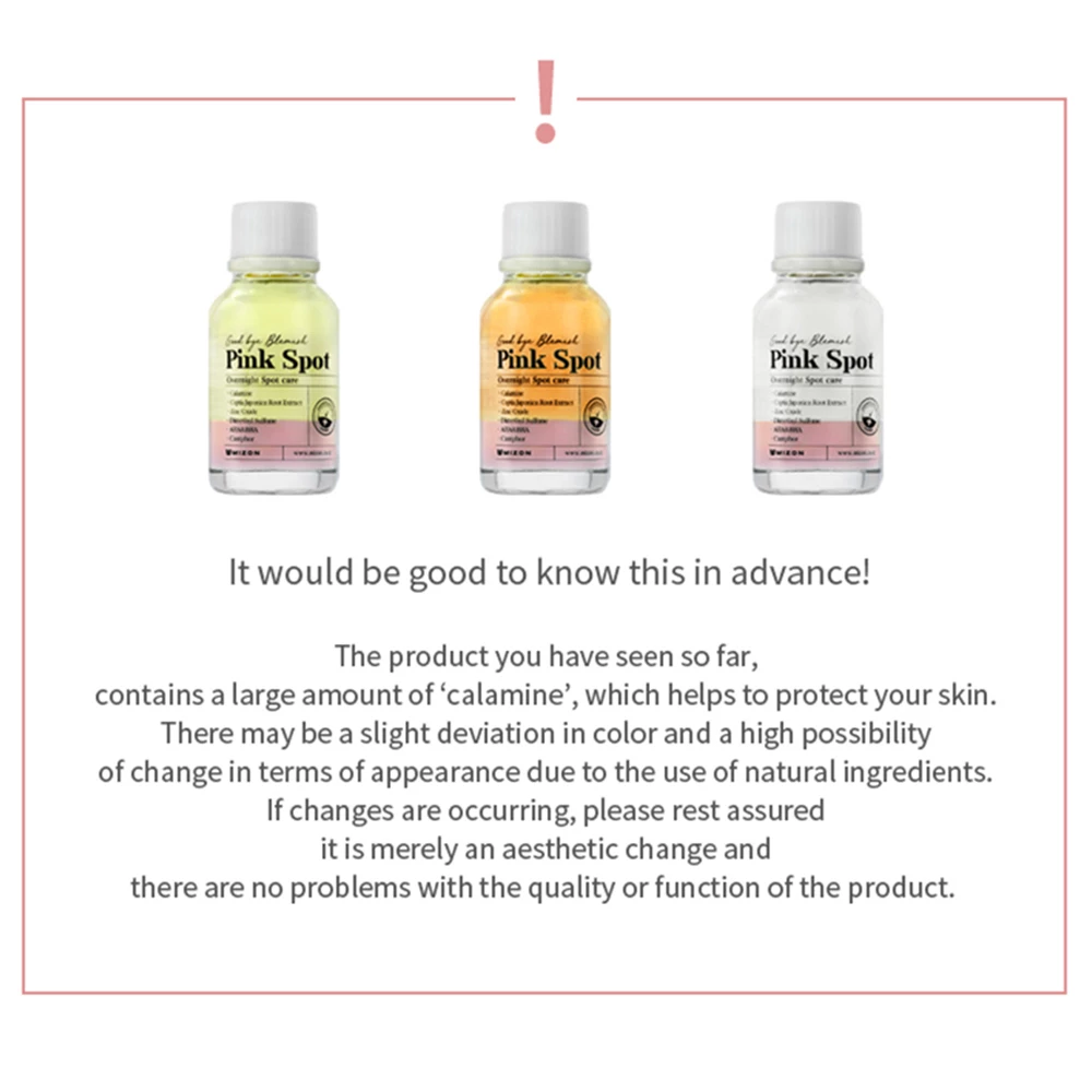 Mizon Good Bye Blemish Pink Spot – Tratament localizat anti-acnee cu Calamină, AHA și BHA pentru utilizare nocturnă 19 ml