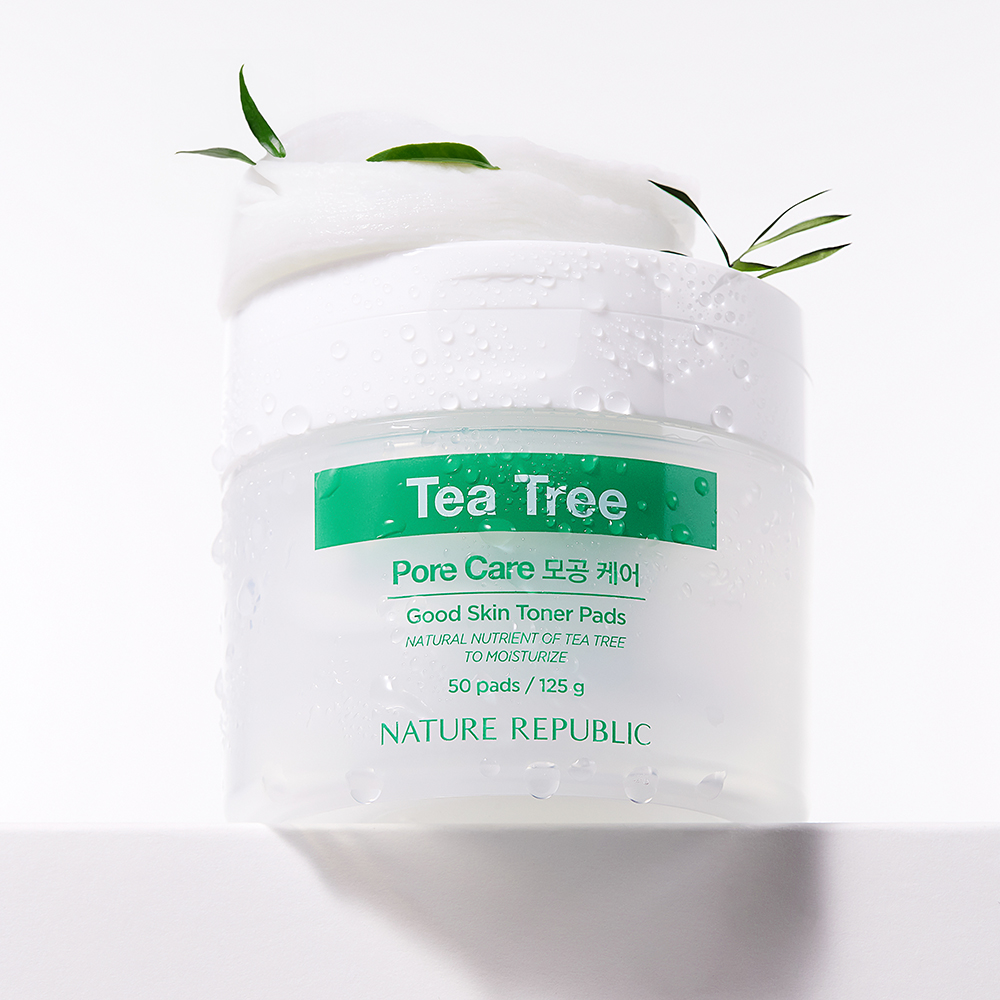 Nature Republic Good Skin Tea Tree Ampoule Toner Pad – Toner de Față cu Dischete, 50 buc | K-beauty