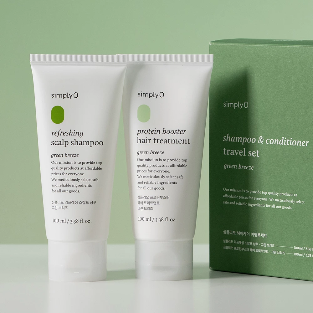 SimplyO Green Breeze Travel Set – Șampon și Balsam-Mască, 2 x 100 ml | Îngrijire Esențială în Călătorii