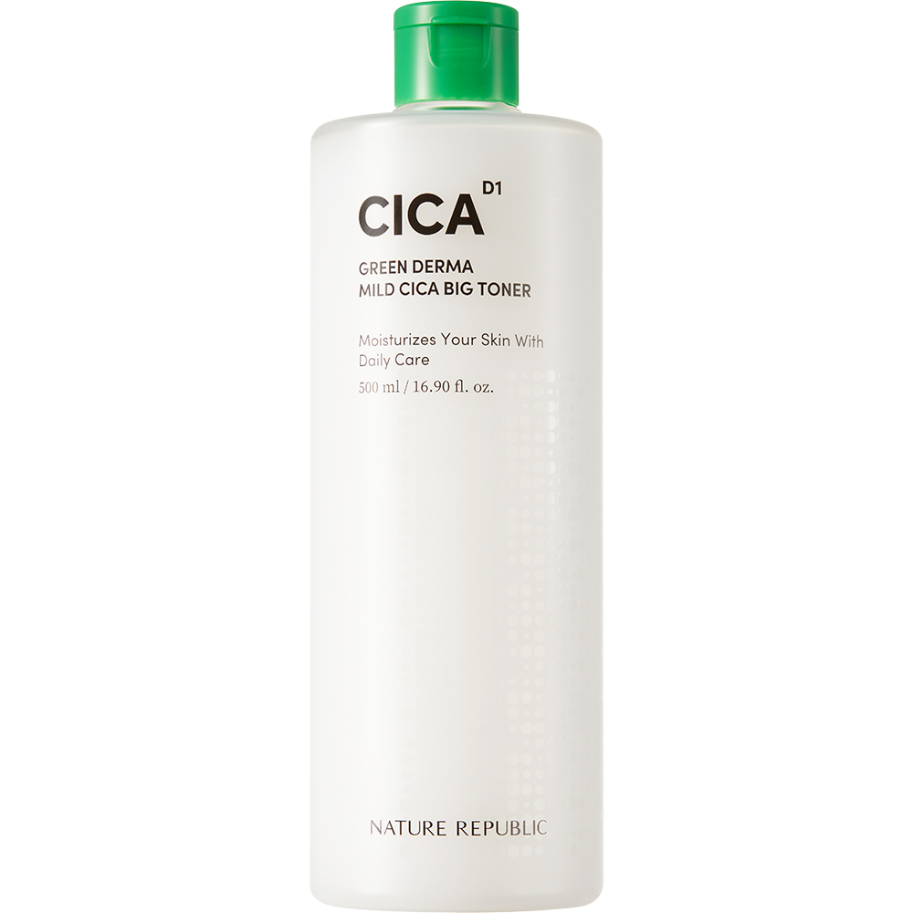 Nature Republic Green Derma Mild Cica Big Toner – Toner de Față Calmant, 500 ml | K-beauty