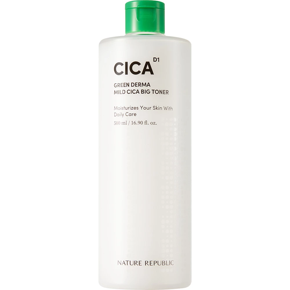 Nature Republic Green Derma Mild Cica Big Toner – Toner de Față Calmant, 500 ml | K-beauty
