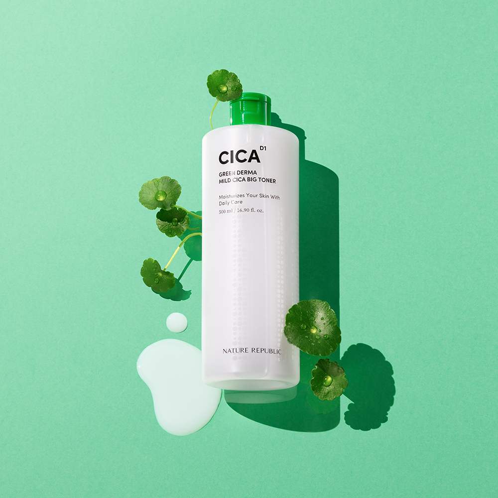 Nature Republic Green Derma Mild Cica Big Toner – Toner de Față Calmant, 500 ml | K-beauty