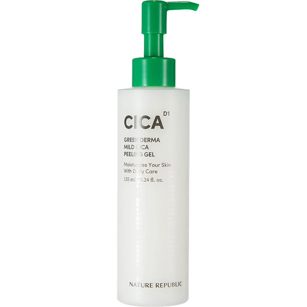 NATURE REPUBLIC Green Derma Gel Exfoliant cu Centella Asiatica - Calmare si Hidratare pentru Piele Sensibila, 155 ml